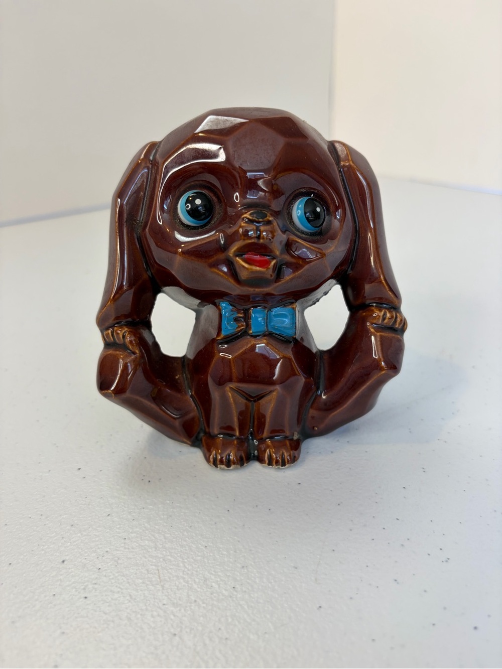 Vintage Puppy Dog Ceramic Piggy Coin Bank Figurine Retro 70s Home Decor kitsch